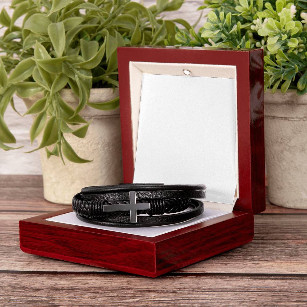 Leather Cross Bracelet