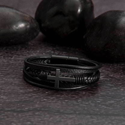 Leather Cross Bracelet