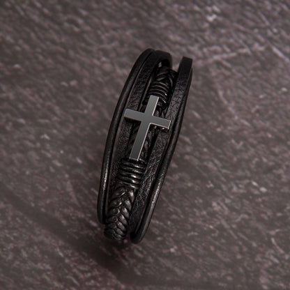Leather Cross Bracelet