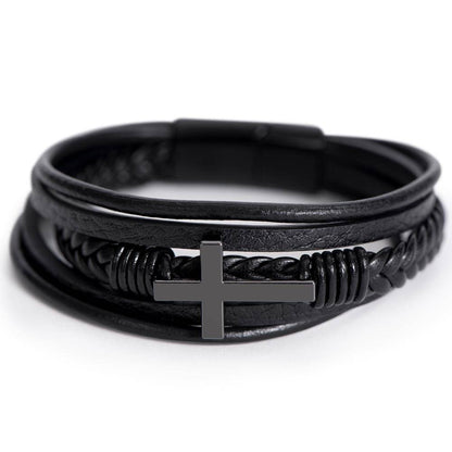 Leather Cross Bracelet
